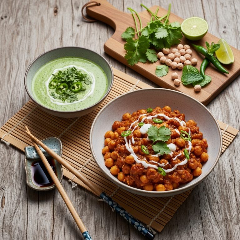 Gourmet Pakistani Brunch Feast: Spiced Chana Masala & Cilantro-Mint Chutney