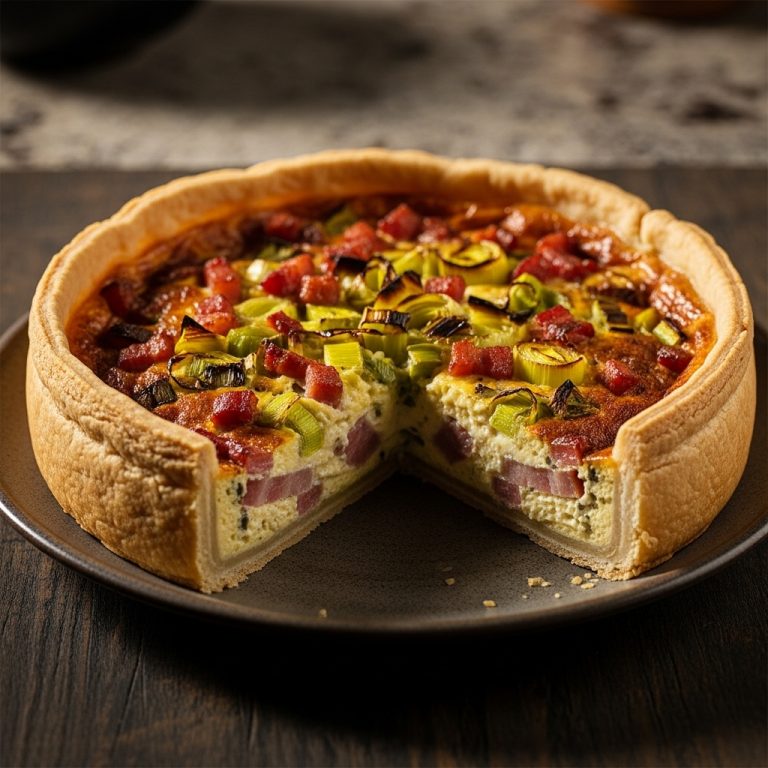 Gourmet Paleo French Brunch Quiche Lorraine with Bacon & Leeks