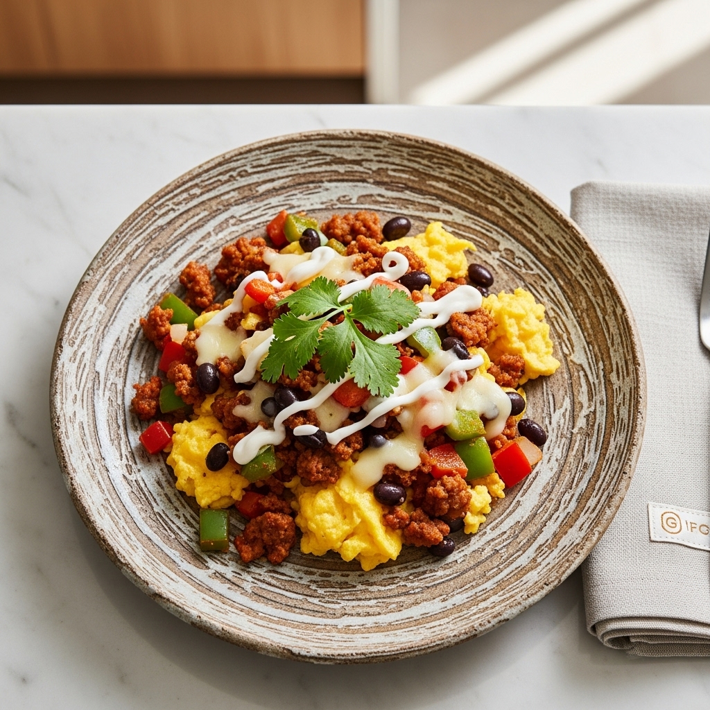 Gourmet Tex-Mex Breakfast Scramble with Gluten-Free Chorizo