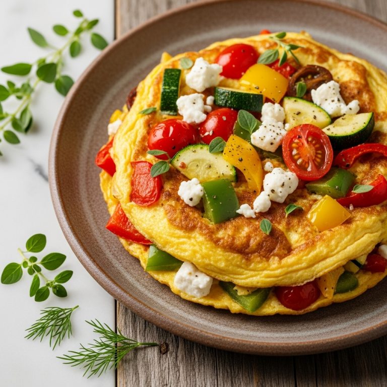 Greek Breakfast Delight: Gluten-Free Feta and Vegetable Omelette