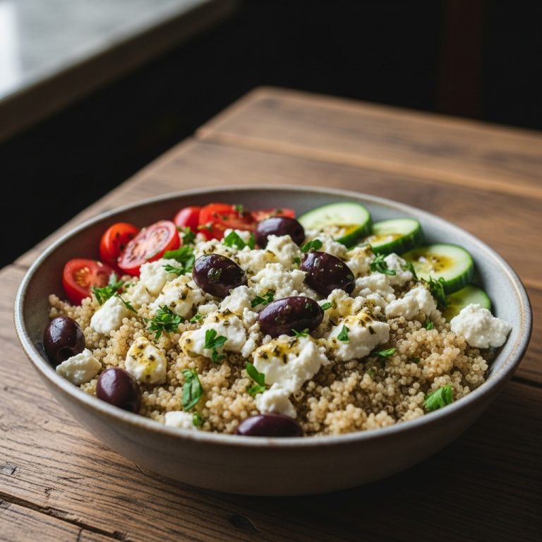 Greek Feta and Quinoa Protein Bowl with Lemon-Herb Dressing