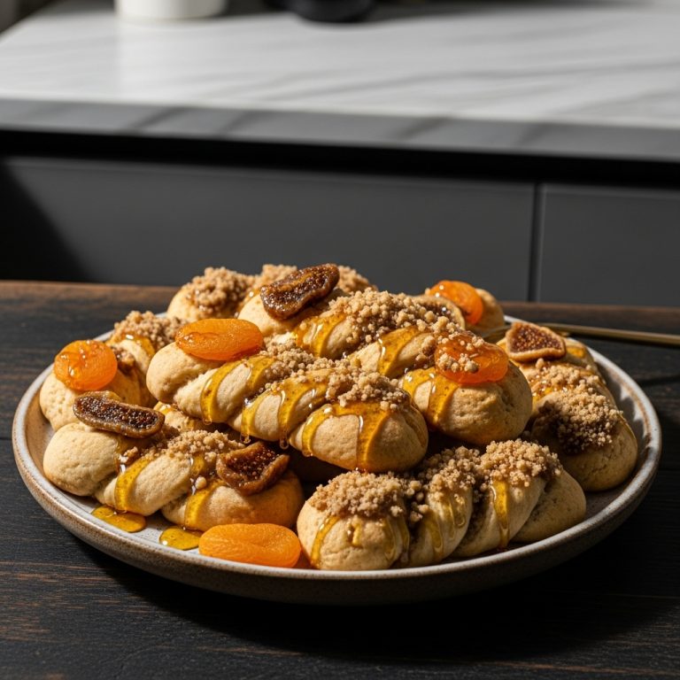 Greek Fruit and Honey Koulourakia Cookies with Walnut Praline