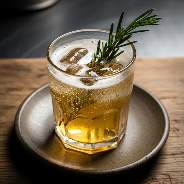 Greek Honey-Infused Sparkling Lemonade with Rosemary Sprig