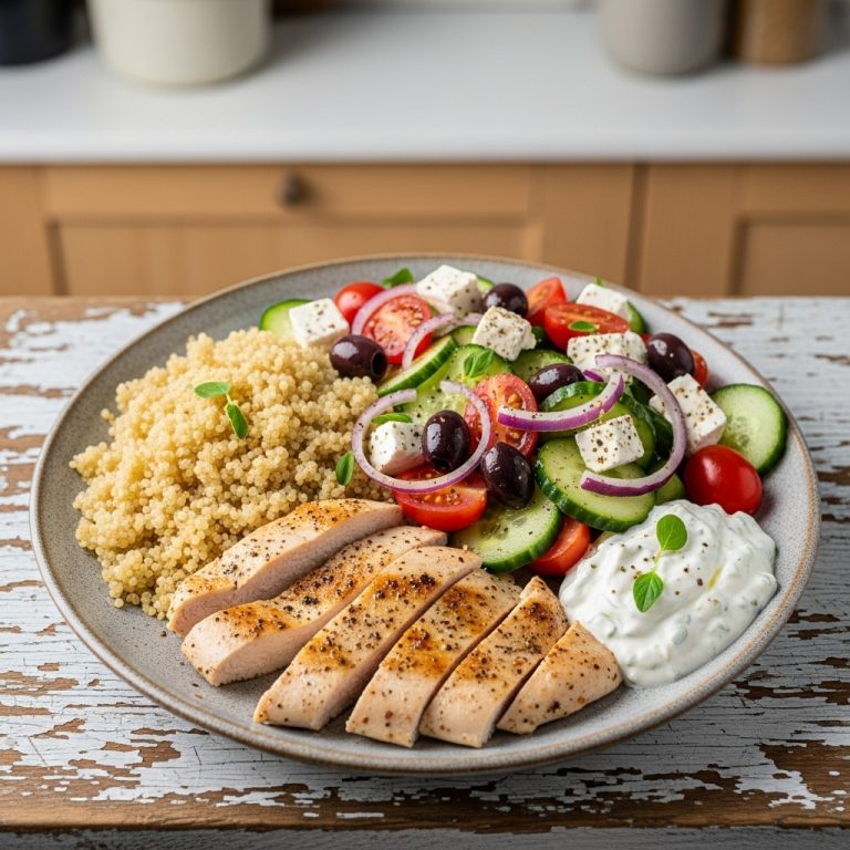 Greek Protein Power Bowl: Chicken, Quinoa, and Greek Salad