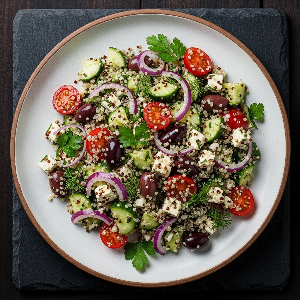 Greek Summer Quinoa Salad with Lemon Dressing