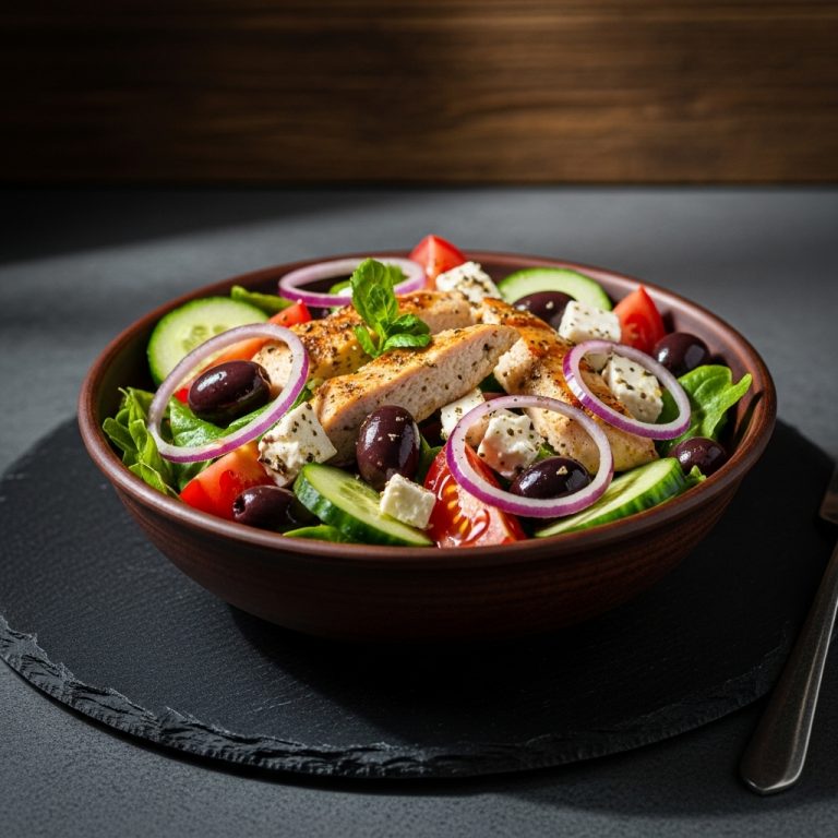 Greek Summer Salad Bowl with Grilled Chicken