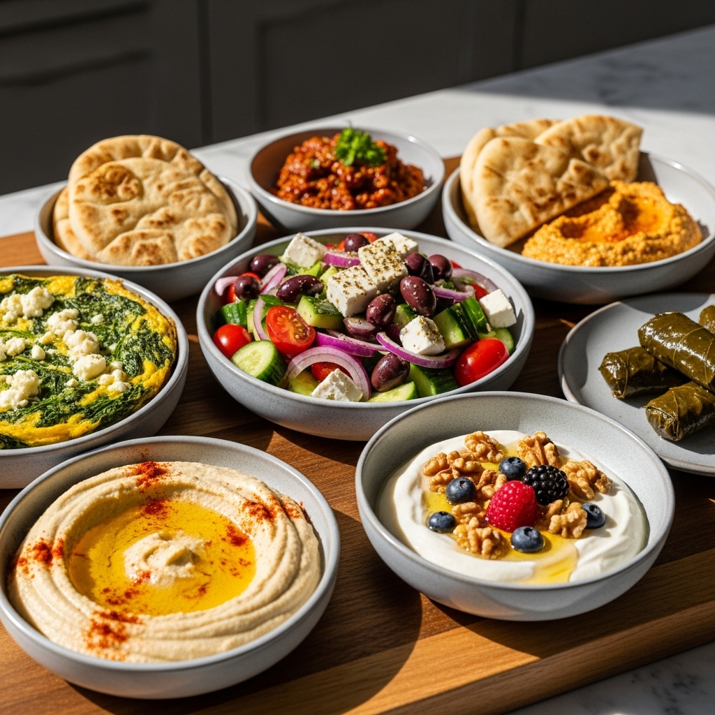 “Greek Vegetarian Paradise: A Mouthwatering Breakfast Feast”