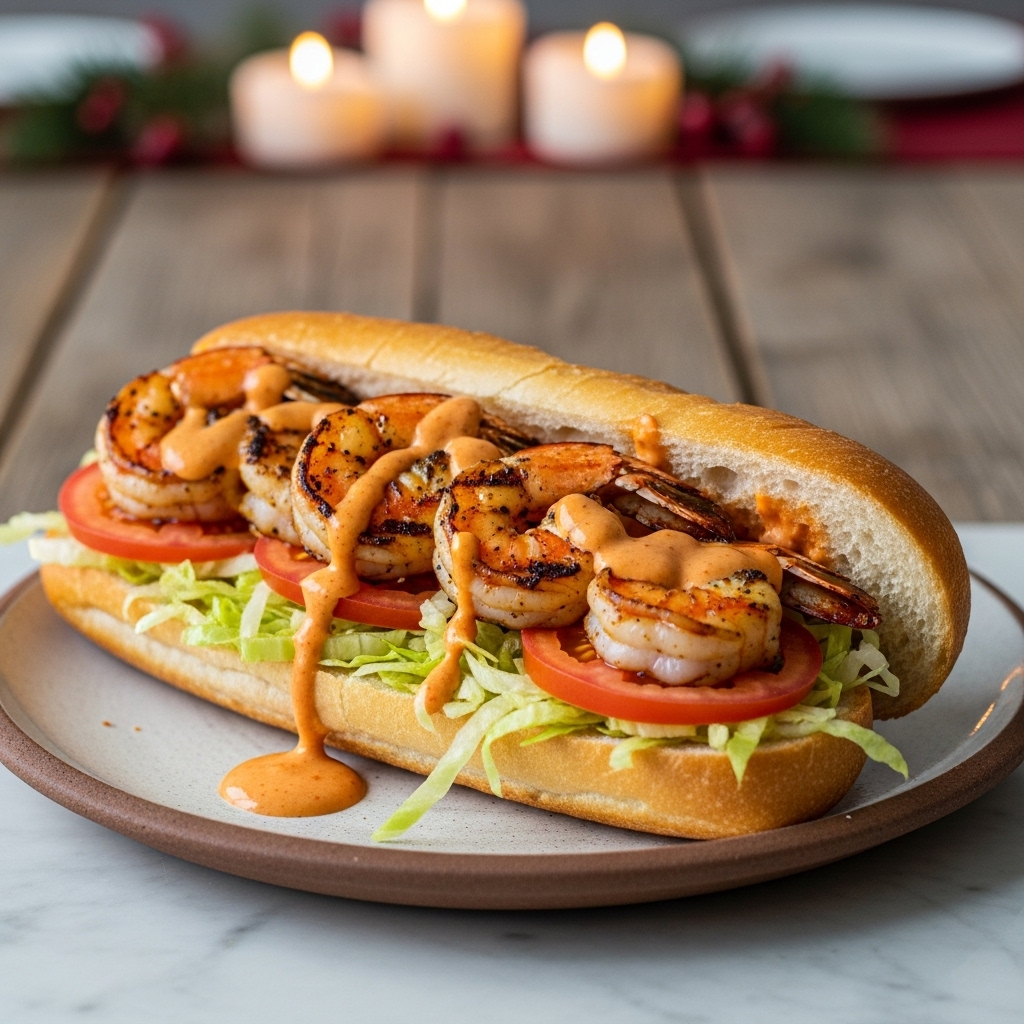 Grilled Cajun Shrimp Po’Boy with Spicy Remoulade
