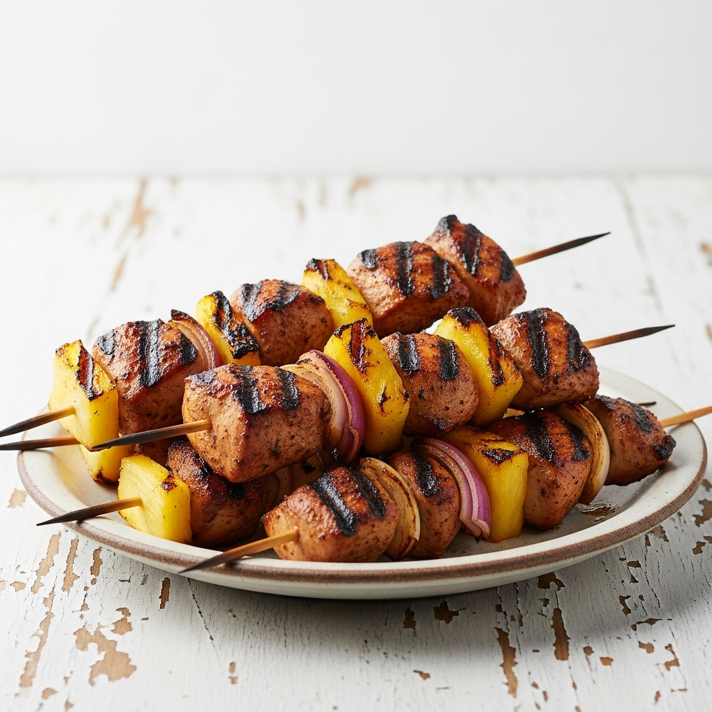 Grilled Caribbean Jerk Chicken & Pineapple Skewers