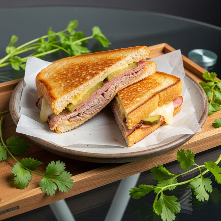 Grilled Cheese Cubano with Spicy Pickles