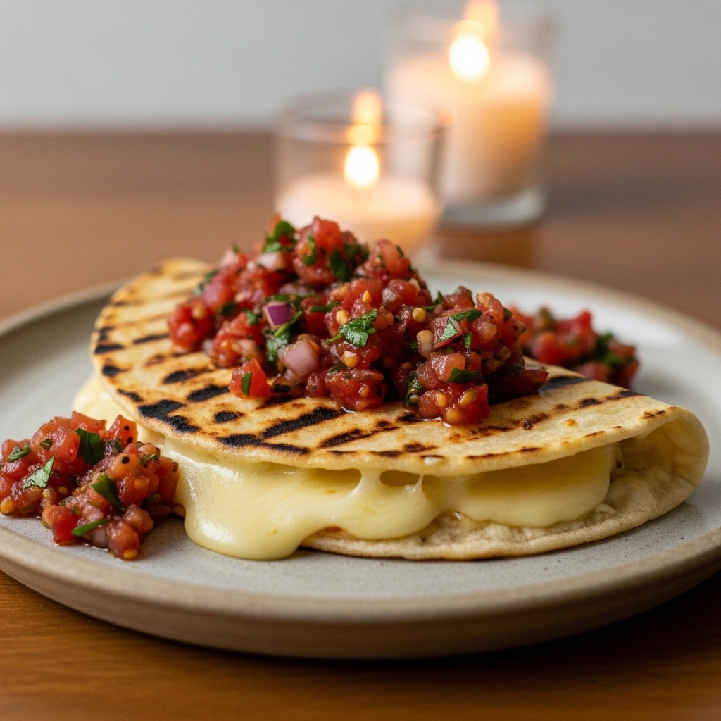 Grilled Cheese Taco with Smoky Tomato Salsa