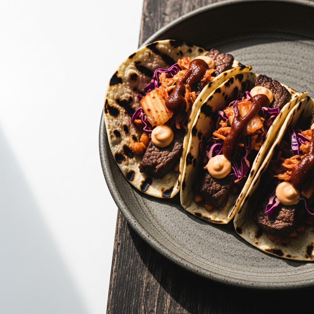 Grilled Korean BBQ Tacos with Kimchi Slaw