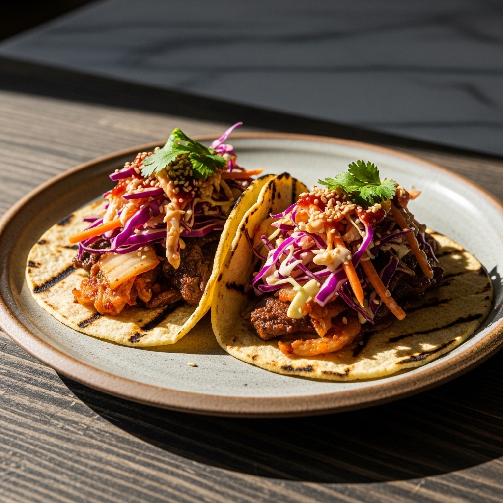 Grilled Korean BBQ Tacos with Spicy Slaw