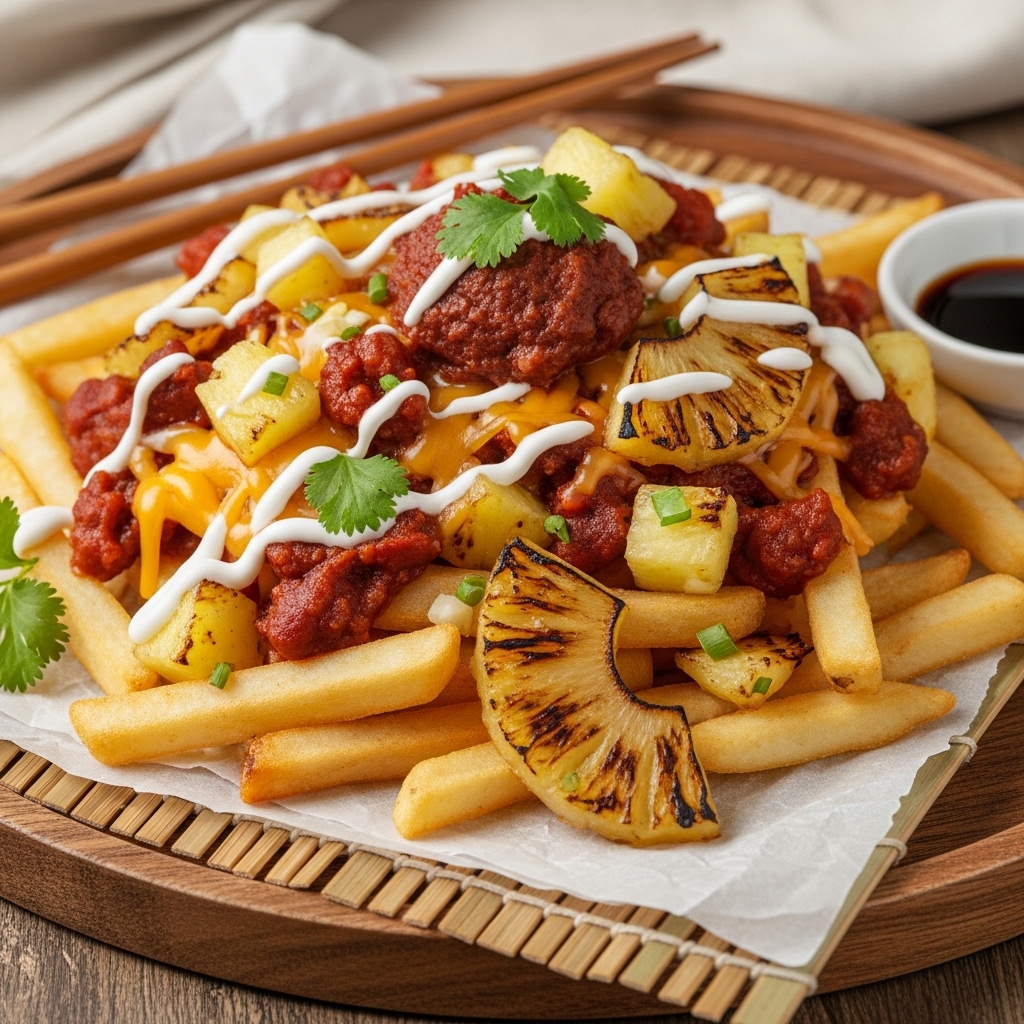 Grilled Pineapple Chili Cheese Fries