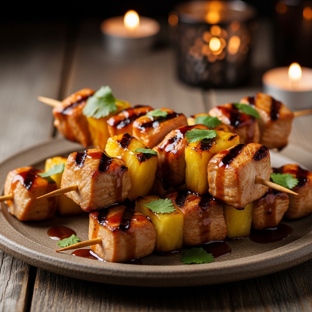 Grilled Pineapple Teriyaki Chicken Skewers