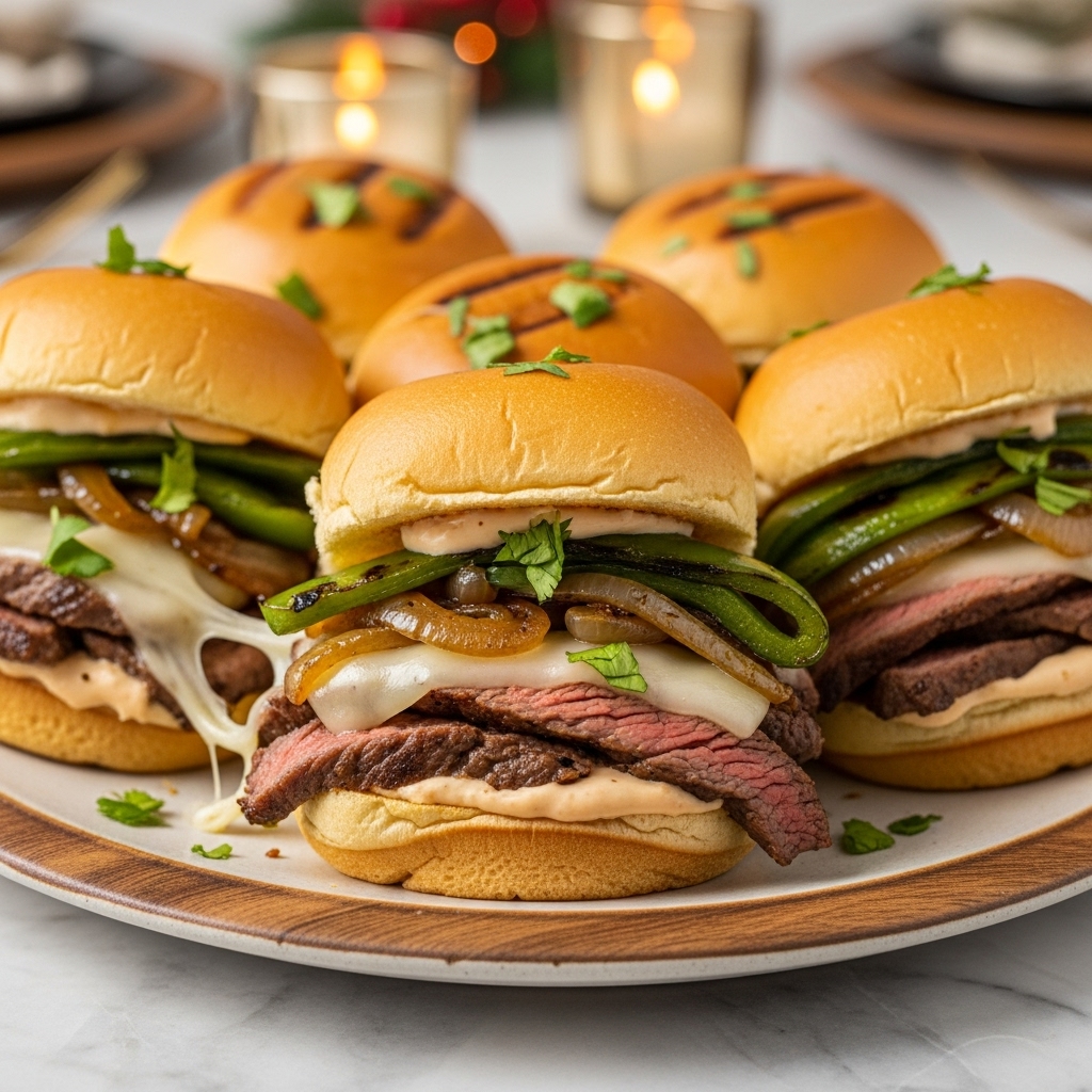Grilled Poblano Cheesesteak Sliders