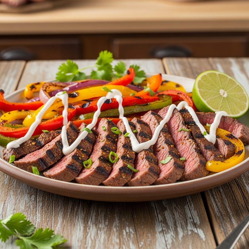 Grilled Southwestern Steak Fajitas with Chipotle Crema