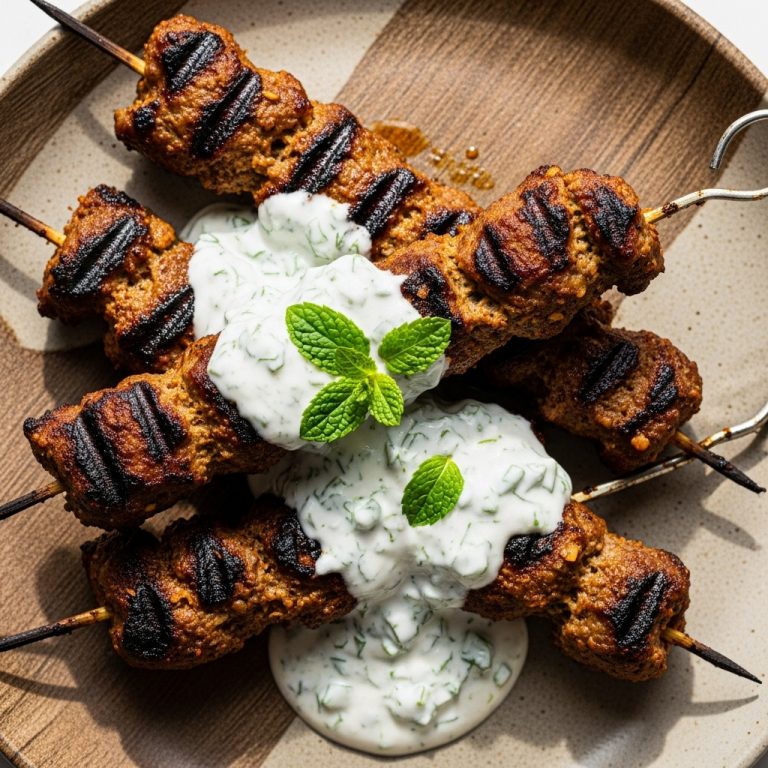 Grilled Spiced Lamb Skewers with Minty Yogurt Sauce