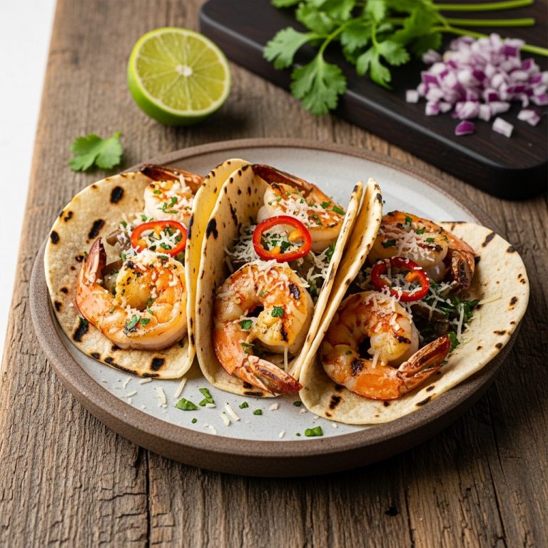 Grilled Spicy Garlic Butter Parmesan Shrimp Tacos