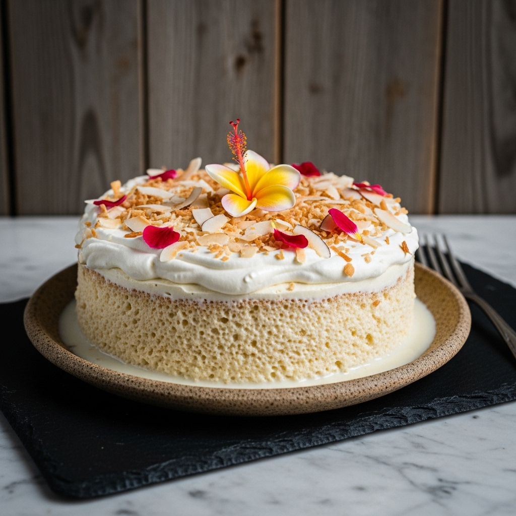 Hawaiian Coconut Tres Leches Torte