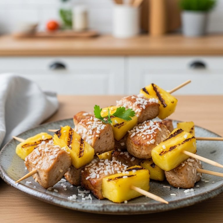 Hawaiian Keto Luau Skewers with Coconut-Lime Chicken and Grilled Pineapple