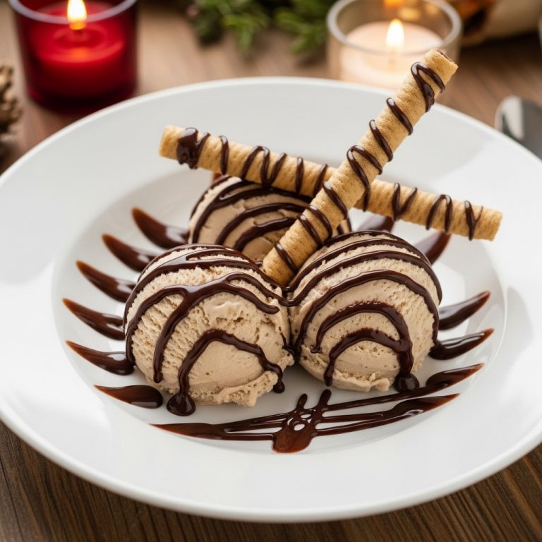 Heavenly Hazelnut Gelato with Chocolate-Drizzled Wafers