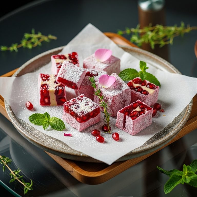 Heavenly Turkish Delight: A Vegan Fusion of Roses and Pomegranates