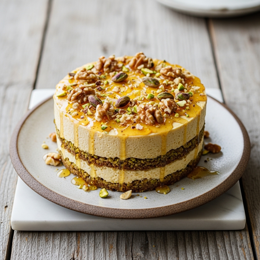 Heavenly Vegan Baklava Mousse Cake