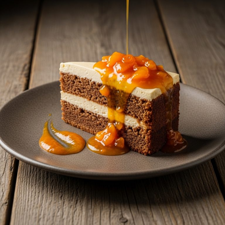 Hungarian Gluten-Free Walnut Cake with Apricot Sauce – A Cinematic Dessert Experience