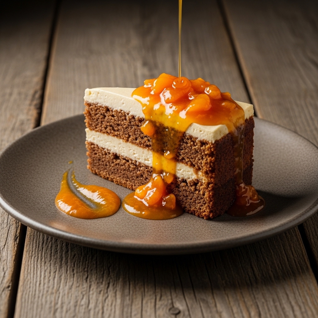 Hungarian Gluten-Free Walnut Cake with Apricot Sauce – A Cinematic Dessert Experience