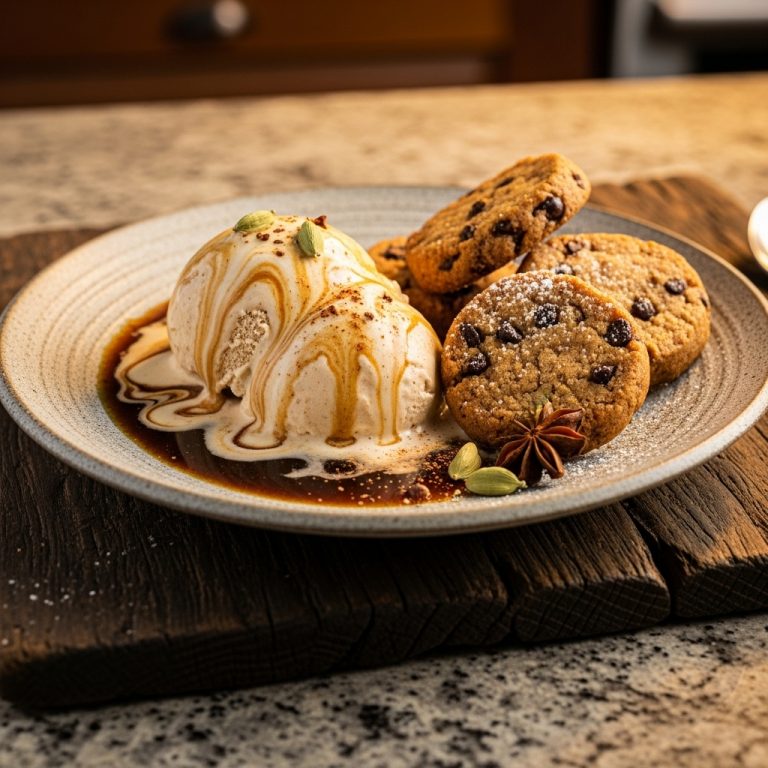 Indian Masala Chai Affogato with Spiced Chocolate Chip Shortbread