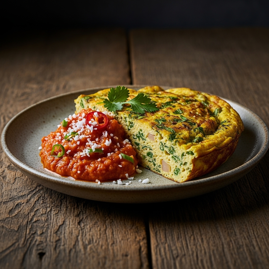 Indian Spiced Paleo Frittata with Tomato-Coconut Chutney