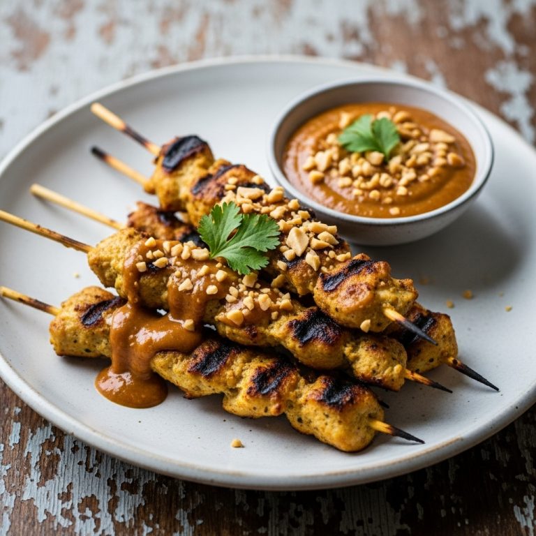 Indonesian Gluten-Free Satay Chicken Skewers with Peanut Sauce