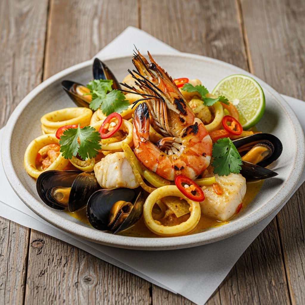 Indonesian Seafood Medley with Creamy Coconut Sauce: A Sensory Feast