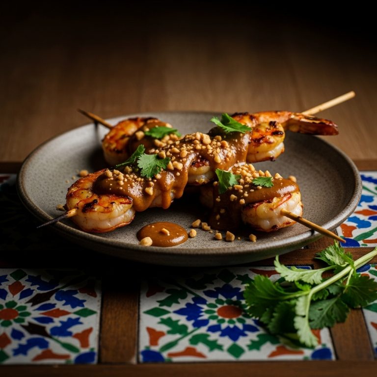 Indonesian Spicy Shrimp Skewers with Peanut Sauce – A Flavorful Delight for Your Next Gathering!