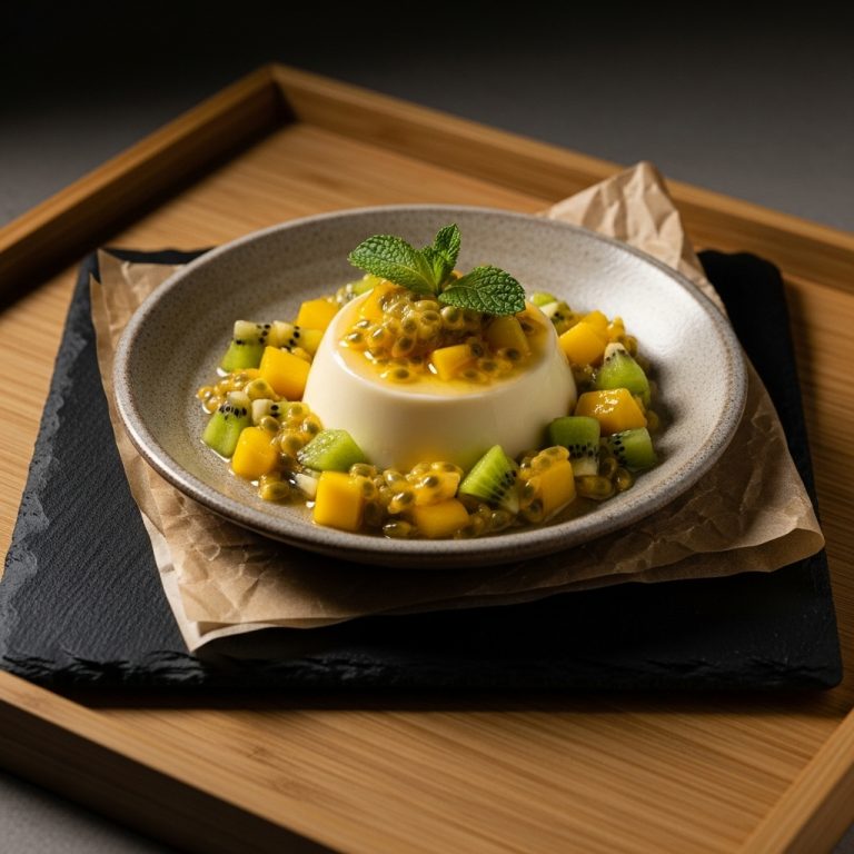 Island Breeze Panna Cotta with Tropical Fruit Compote