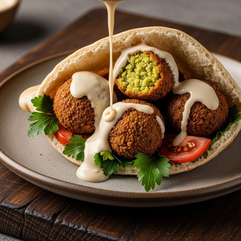Israeli Snack: Mouthwatering Falafel Bites in Pita with Tahini Sauce