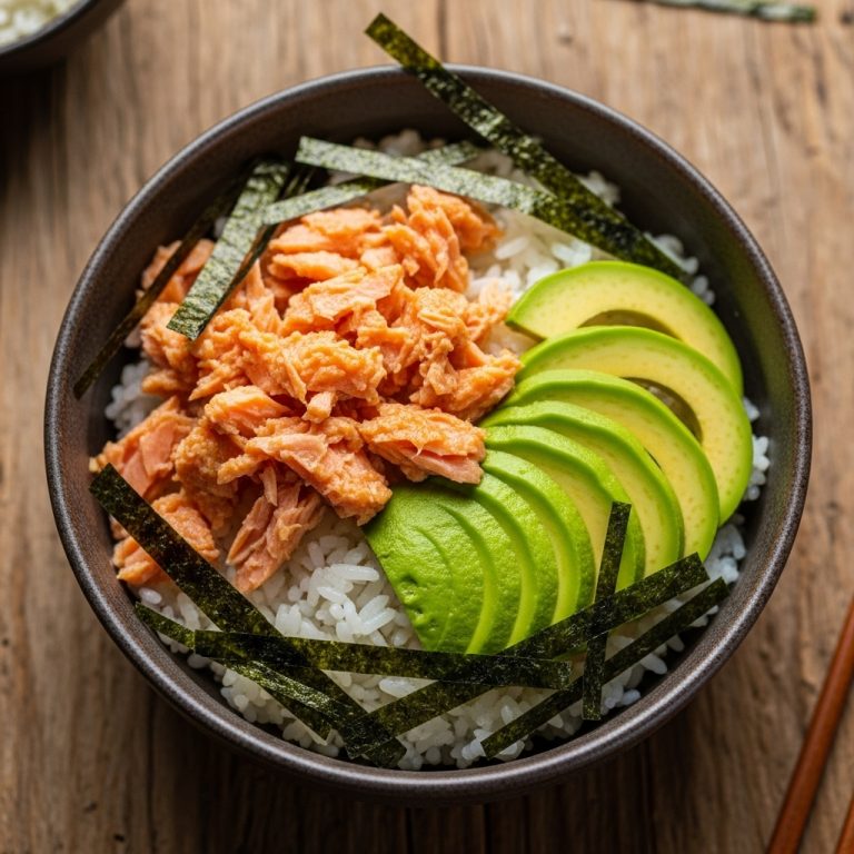 Japanese Brunch: Miso-Marinated Salmon Avocado Bowls with Rice & Nori