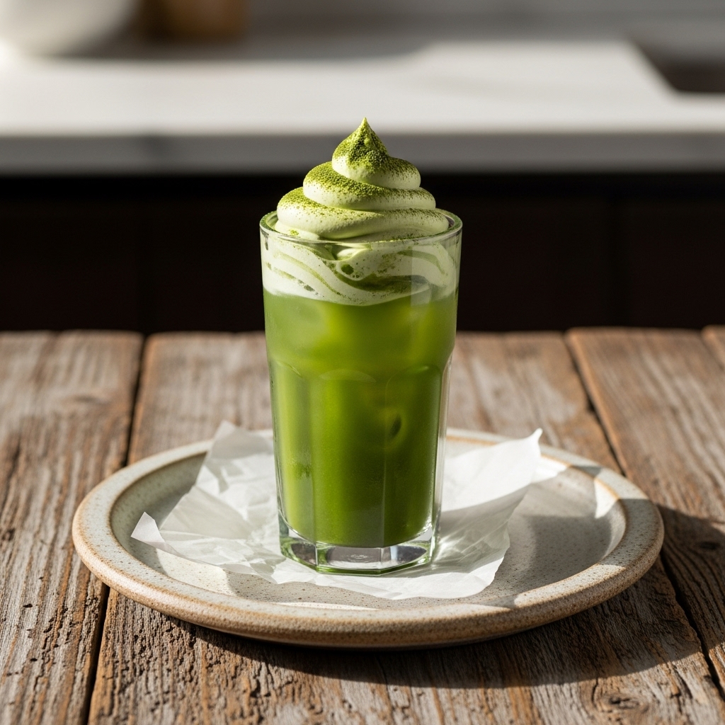 Japanese Green Tea Mocktail with Vegan Matcha Whipped Cream