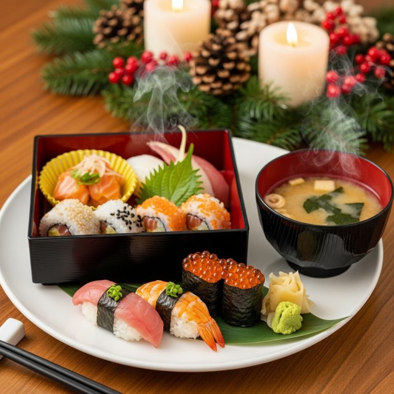 Japanese Lunch Box: Umami-packed Sushi Platter & Miso Soup for a Michelin-Star Experience at Home