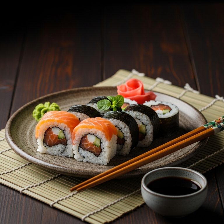 Japanese Paleo Sushi Rolls with Cauliflower Rice and Smoked Salmon