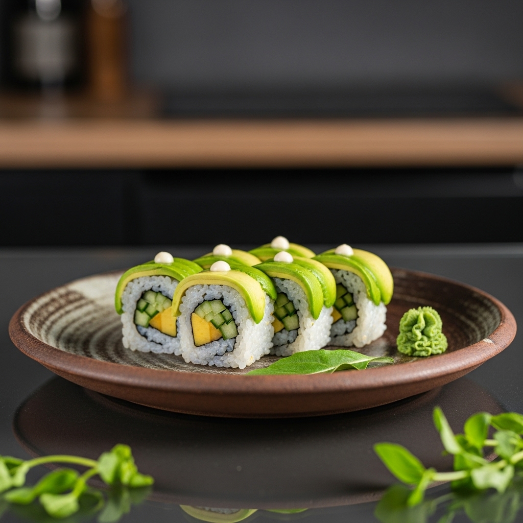 “Japanese Vegan Sushi Rolls with Avocado and Cucumber – Melt-in-Your-Mouth Delight!”