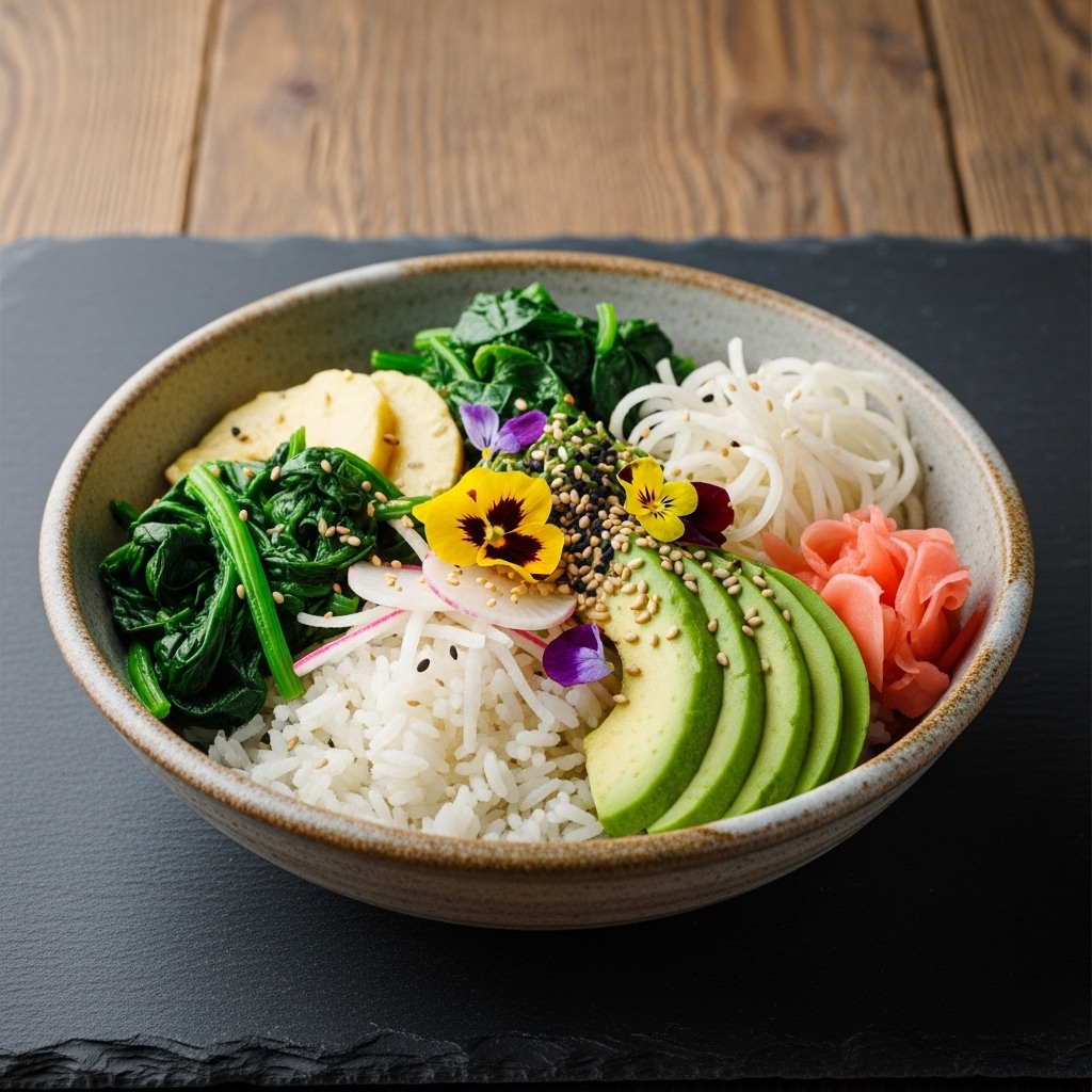 Japanese Vegetarian Breakfast Bowl: A Delightful Fusion of Textures and Flavors