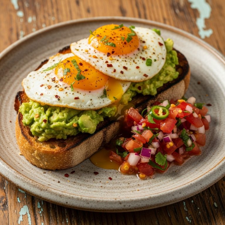 Kenyan Brunch Delight: Avocado Toast with Grilled Eggs and Spicy Tomato Salsa