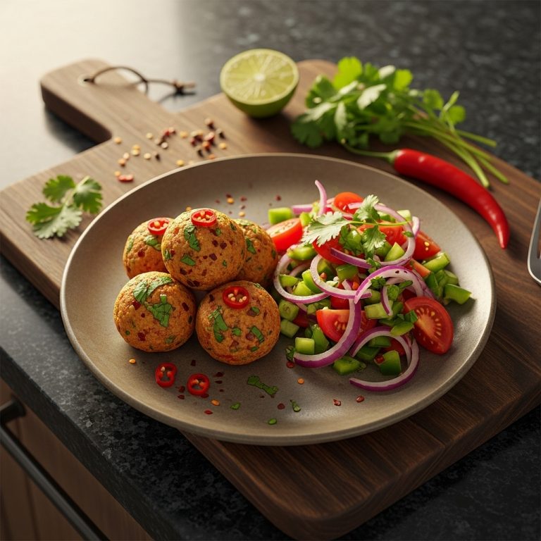 Kenyan Dinner Delight: Spicy Ugali Balls and Kachumbari Salad