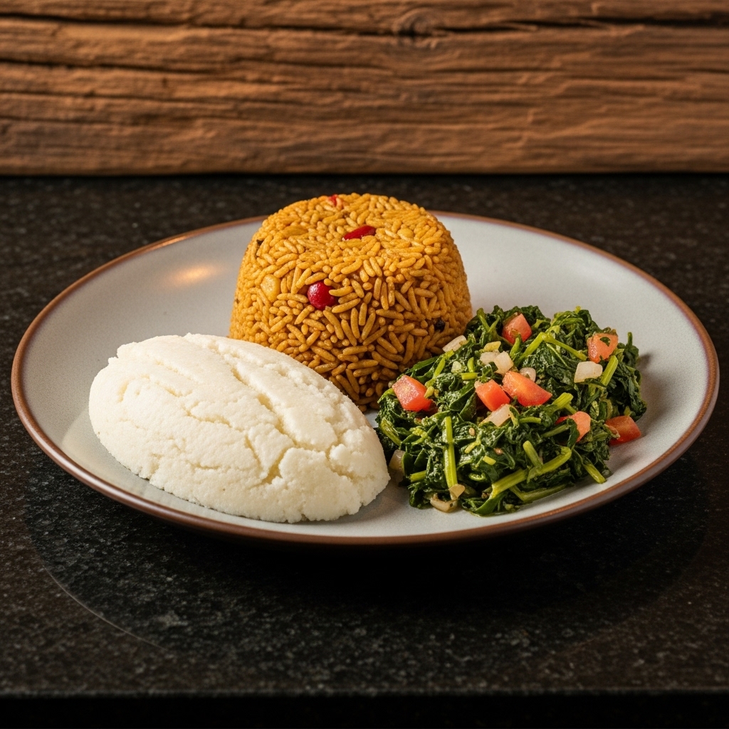 Kenyan Vegetarian Pilau with Ugali and Sukuma Wiki Stir Fry – A Vegan Twist on Traditional Flavors