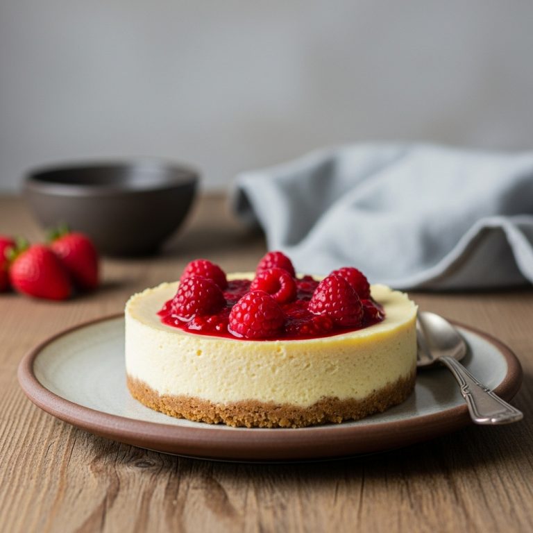 Keto Almond Flour Cheesecake with Raspberry Sauce – A Delightful Dessert for the Low-Carb Dieter