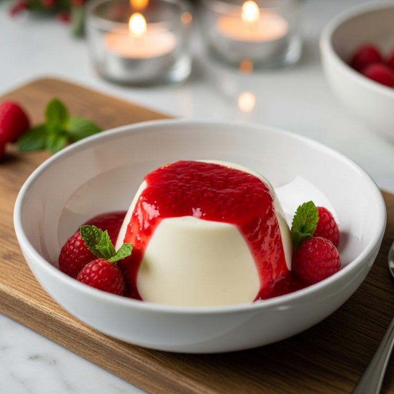 Keto Almond Flour Coconut Panna Cotta with Raspberry Sauce