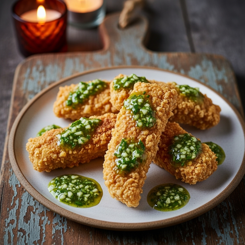 Keto Almond Flour Pork Cracklings with Garlic Herb Sauce