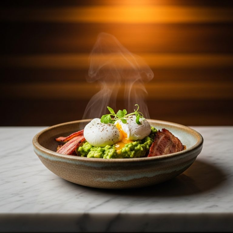 Keto Avocado and Bacon Breakfast Bowl with Poached Eggs: A Michelin-Star New Zealand Inspired Feast